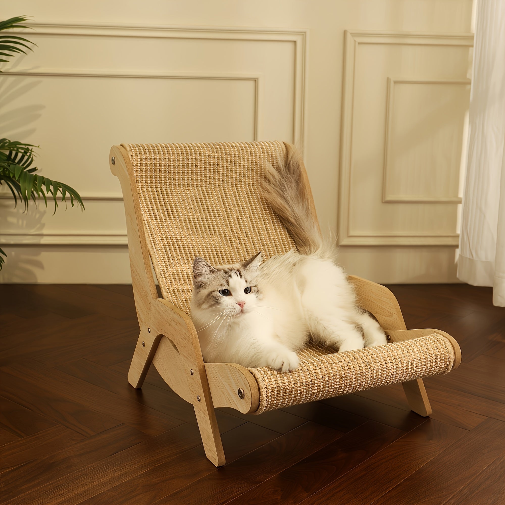 Oversized Cat Hammock Lounger - Constructed from Sturdy Nylon, This Year-Round Cozy Sofa Bed for Felines Includes a Scratching Pad