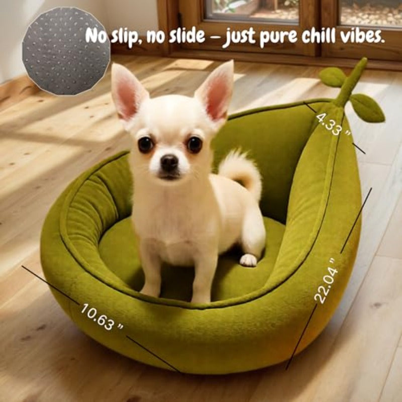 Round Dog Bed Small - Cute Avocado Design Plush Pet Bed for Small Dogs and Puppies | Material, Mixed Color, No Filler