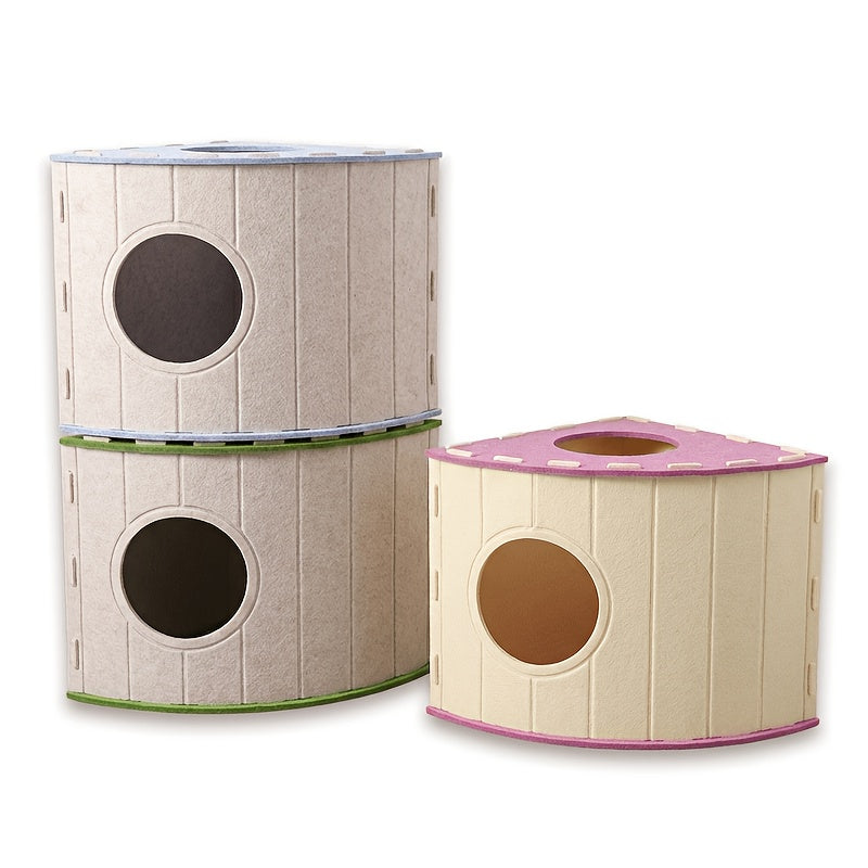 Foldable Felt Cat House, Indoor Cat Bed, Enclosed Tunnel Apartment, Scratch-Resistant, Large Pet Cat House, Assembly, Cat Scratching Board Cat Nest, Cat Tunnel, Suitable for Multi-Cat Households, Cat Hiding Spot, Cat House, Cat Den, Cat Bed