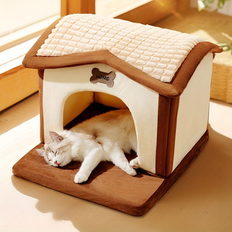 Cozy -Style Cat & Dog House with Roof - \u002FOutdoor Pet Villa Suitable for Cats and Small Dogs, No Assembly Required, Year-Round Shelter